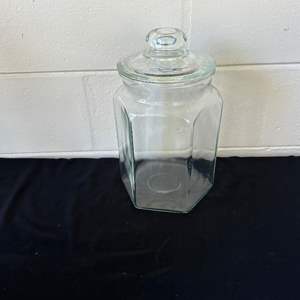 Lot #637 Large Clear Glass Cookie Jar