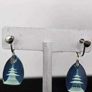 Lot #746 Chinese Temple Acrylic Earrings 