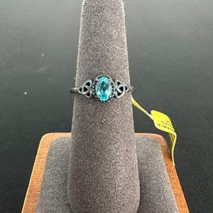 Lot #753 Sterling Silver & Blue Topaz Ring - Size 6