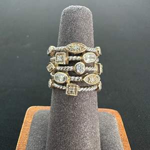 Lot #758 Sterling Silver & CZ Ring - Size 5.5