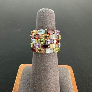 Lot #759 Sterling Silver & Colorful Gemstones Ring - Size 5