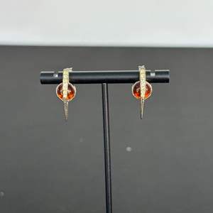 Lot #772 Sterling Silver, Amber & CZ Earrings