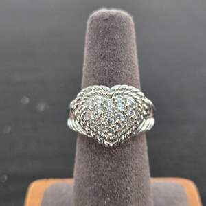 Lot #780 Judith Ripka Sterling Silver Heart Ring - Size 5.75