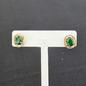 Lot #832 14k Gold Emerald Earrings - TW is 2.84g