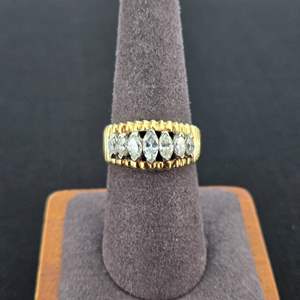 Lot #840 14k Gold Ring w/ Diamonds - TW is 5.51g - Size 8 - See Description 