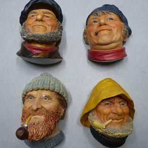 Lot #120 Mixed Lot 4 Bossons and Legend Products Chalkware Heads As Shown To Include Fisherman and Old Salt See Description