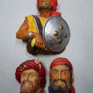 Lot #199 Mixed Lot 3 Bossons and Legend Products Chalkware Heads As Shown To Include Pathan