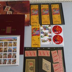 Lot #208 Lot of collectible paper to include stamps & Olympic tickets & Rare Coca Cola