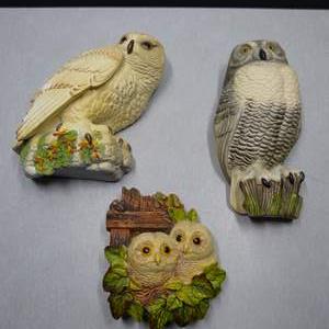 Lot #242 Lot of 3 Legend Products Chalkware Owls As Shown