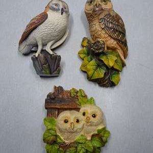 Lot #244 Mixed Lot of 3 Chalkware Owls As Shown- 2 Legend Products