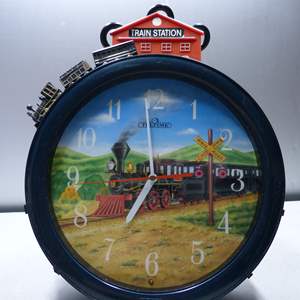 Lot #25 Vintage Teltime Train Wall Clock 