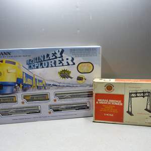 Lot #26 Mixed Lot Bachmann Mckinley Explorer Train Set With Box Plus Switch Tower Model See Description