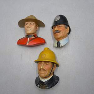 Lot #72 Mixed Lot 3 Bossons and Legend Products Chalkware Heads As Shown To Include Royal Canadian Mounted Policeman