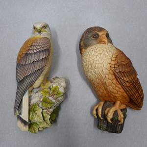 Lot #74 Mixed Lot 2 Chalkware Birds As Shown To Include Kestrel