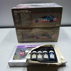 Lot #112 Lot of 2 Model Car Kits In Box As Shown Plus Model Car Paint Set