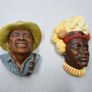 Lot #118 Mixed Lot of 2 Bossons Chalkware Heads As Shown- York and Chaka