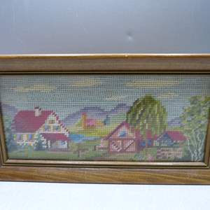 Lot #125 Small Vintage Framed Needlepoint