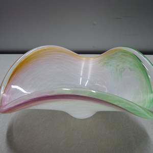 Lot #168 Beautiful Art Glass Triangle Bowl 