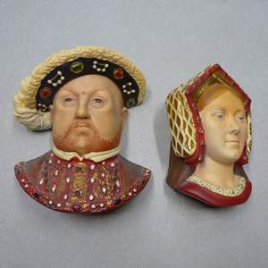 Lot #170 Lot of 2 Bossons Chalkware Heads As Shown- Henry VIII and Catherine of Aragon