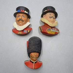 Lot #173 Mixed Lot 3 Bossons and Legend Products Chalkware Heads As Shown To Include Beefeater and Guardsman