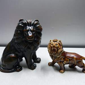 Lot #187 Mixed Lot 2 Lion Figurines As Shown See Description