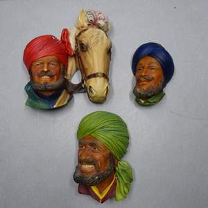 Lot #191 Mixed Lot 3 Bossons and Legend Products Chalkware Heads As Shown To Include Indian Horseman