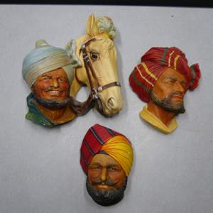 Lot #192 Mixed Lot 3 Chalkware Heads As Shown- 1 Bossons