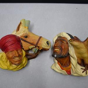 Lot #193 Lot of 2 Bossons Chalkware Heads As Shown- Lords of the Desert and Desert Hawks