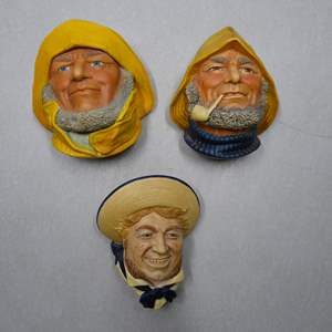 Lot #196 Mixed Lot 3 Bossons and Legend Products Chalkware Heads As Shown To Include Jolly Tar