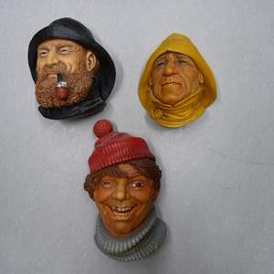 Lot #197 Mixed Lot 3 Bossons and Legend Products Chalkware Heads As Shown To Include Clipper Captain 