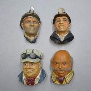 Lot #210 Mixed Lot 4 Bossons and Legend Products Chalkware Heads As Shown To Include Miners, Mine Host, and Engineer