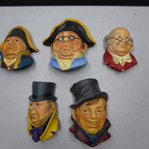 Lot #213 Mixed Lot 5 Chalkware Heads As Shown- 3 Bossons