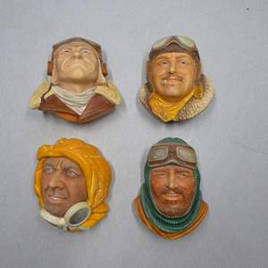 Lot #214 Mixed Lot 4 Chalkware Heads As Shown To Include Bossons Aviator