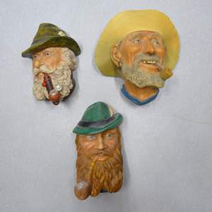 Lot #215 Mixed Lot 3 Chalkware Heads As Shown- 2 Bossons