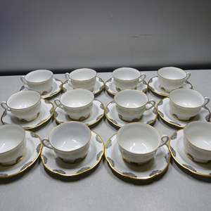 Lot #223 Set of 12 Kgl Priv Tettau Porcelain Cups and Saucers As Shown See Description