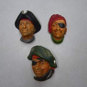 Lot #234 Mixed Lot 3 Chalkware Heads As Shown- 2 Bossons 