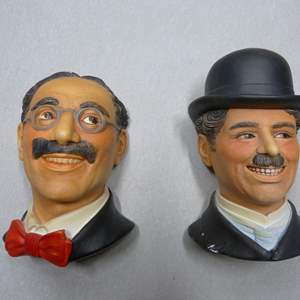 Lot #246 Mixed Lot 2 Legend Products Chalkware Heads As Shown- Groucho Marx and Charles Chaplin