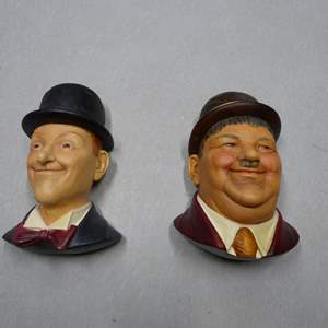 Lot #247 Mixed Lot 2 Legend Products Chalkware Heads As Shown- Laurel and Hardy