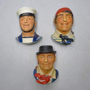 Lot #248 Lot of 3 Legend Products Chalkware Naval Heads As Shown