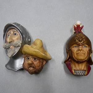 Lot #251 Mixed Lot 2 Bossons Chalkware Heads As Shown- Limited Edition Don Quixote and Pancho Plus Sir Lancelot