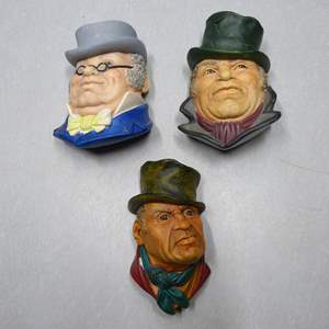 Lot #253 Mixed Lot 3 Chalkware Heads As Shown- 1 Bossons