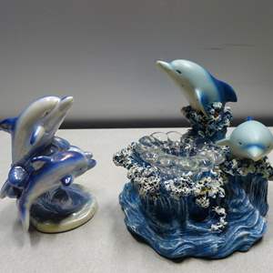 Lot #273 Mixed Lot Dolphin Candle Holder and Figurine As Shown