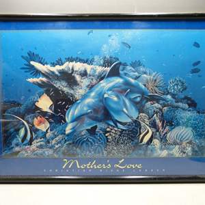 Lot #280 Framed Mother's Love Dolphins Art Print Christian Lassen