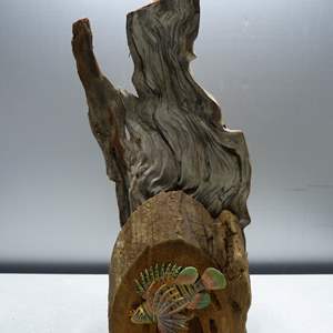 Lot #284 Unique Fish Art Mounted On Driftwood As Shown