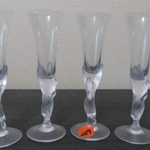 Lot #289 4 GREAT Igor Carl Faberge' (France) Kissing Doves tall champagne flute glasses (GOOGLE THESE)