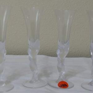 Lot #292  4 GREAT Igor Carl Faberge' (France) Kissing Doves tall flute glasses (GOOGLE THESE)