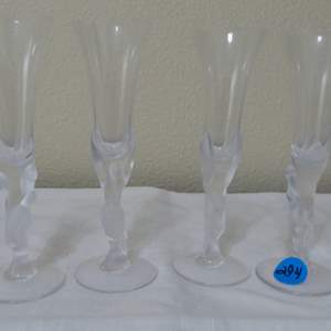 Lot #294  4 GREAT Igor Carl Faberge' (France) Kissing Doves tall flute glasses (GOOGLE THESE)