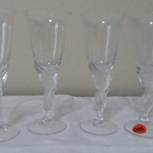 Lot #296  4 GREAT Igor Carl Faberge' (France) Kissing Doves tall wine/water glasses (GOOGLE THESE)