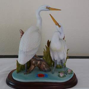 Lot #301 Beautiful Double Egret Bird Figurine by Andrea