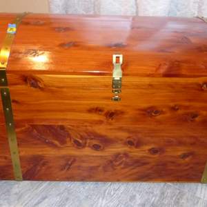 Lot #348  WOW beautiful Amish Made dome top cedar chest (great condition)